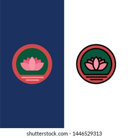 Bangladesh, Bangladeshi, Coin, Coins  Icons. Flat and Line Filled Icon Set Vector Blue Background svg
