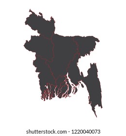 Bangladesh black map on white background vector