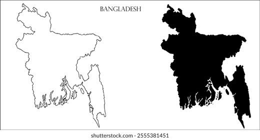 Bangladesh Blank Map, Bangladesh Map Outline Vector Images