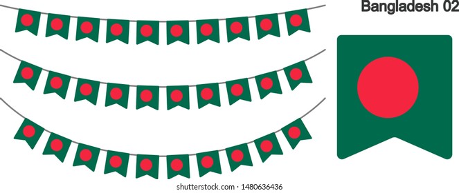 Bangladesh Bunting Flags Isolated on white Background. vector illustration.