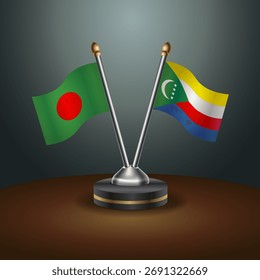 Tabela de Bangladesh e Comores sinaliza relação com fundo de gradiente. Ilustração de vetor