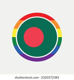 Bangladesh country flag circle - lgbt flag graphic element Illustration template design
