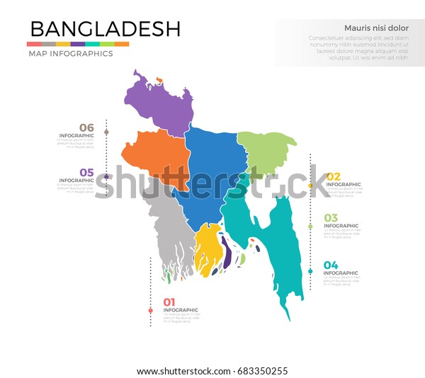 Bangladesh Country Map Infographic Colored Vector Stock Vector (Royalty ...