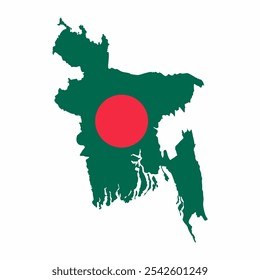 Bangladesh Country Map in red circle sun in center vector art design image