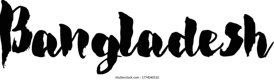 Bangladesh Country Name Handwritten Text Calligraphy