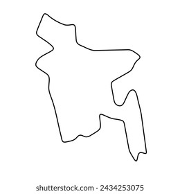 Bangladesh country simplified map. Thin black outline contour. Simple vector icon