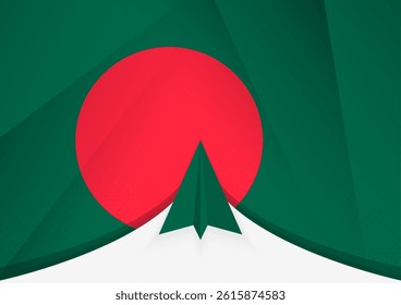 Bangladesh Flag with Abstract Paper Airplane Design, National Flag in a geometric folded paper style. Vector illustration.
