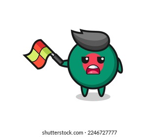 bangladesh flag badge cartoon as the line judge hold the flag up at a 45 degree angle , cute style design for t shirt, sticker, logo element