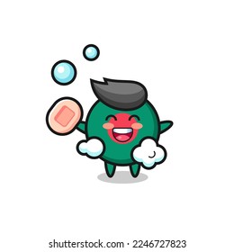 bangladesh flag badge character is bathing while holding soap , cute style design for t shirt, sticker, logo element
