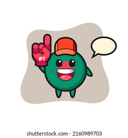 bangladesh flag badge illustration cartoon with number 1 fans glove , cute style design for t shirt, sticker, logo element