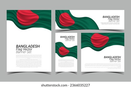Banner de bandera de Bangladesh Set Vector, banner de medios sociales,