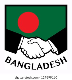 Bangladesh flag and business handshake, vector illustration