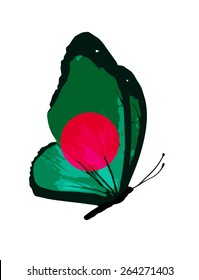 Bangladesh flag butterfly - vector