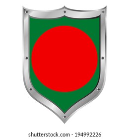 Bangladesh flag button on a white background. Vector illustration.