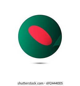 Bangladesh flag button with shadow on a white background. Vector illustration.
