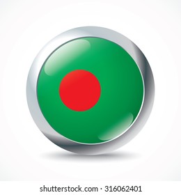 Bangladesh flag button - vector illustration