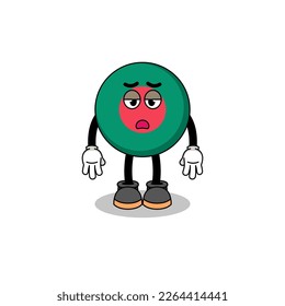 bangladesh flag cartoon with fatigue gesture , character design