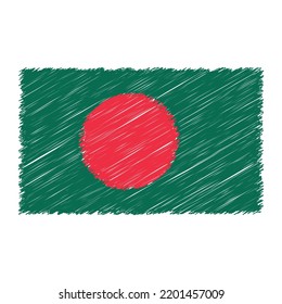 Bangladesh flag with chalk effect vector graphics