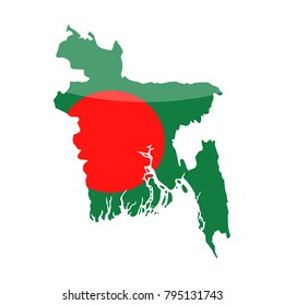 Bangladesh Flag Country Contour Vector Icon - Illustration