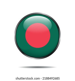 Bangladesh Flag  Glossy Button Vector Round Icon 