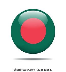 Bangladesh Flag  Glossy Button Vector Round Icon 