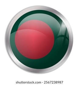 Bangladesh flag - glossy circle button displays a colorful flag representing a country cultural identity and heritage. The essence of national pride and unity.