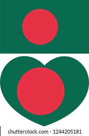 Bangladesh flag in a heart shape, vector,  world, language, world flags, map, sticker, eps 10