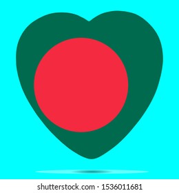 Bangladesh Flag in Heart Shape Vector illustration eps 10