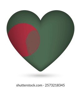 Bangladesh flag in heart shape. Vector illustration.