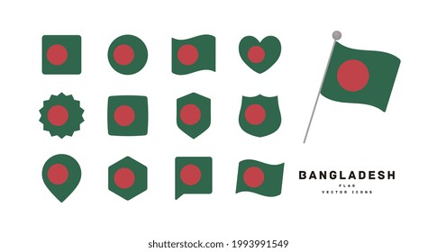 Bangladesh flag icon set vector illustration