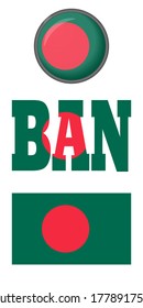 Bangladesh flag icons on a white background. Vector image: flag, button and abbreviation. You can use it to create a website, print brochures, booklets, leaflets, and travel guides