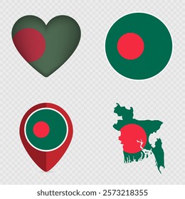 Bangladesh Flag Icons Pack. Vector illustration.