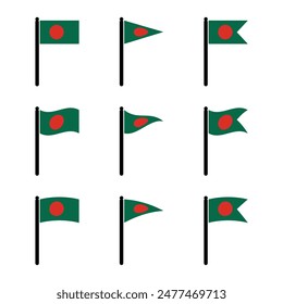 banderas de bangladesh con Ilustración vectorial de mástiles