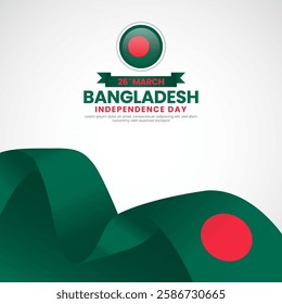 Bangladesh flag for independence day square banner background on a white background