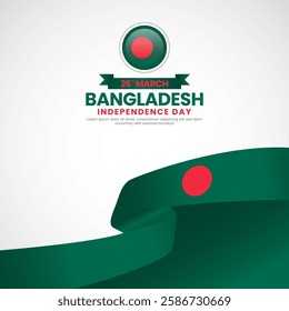 Bangladesh flag for independence day square banner background on a white background