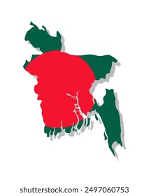 Bangladesh - Flag inscribed in the contour of the country. Vector illustration.