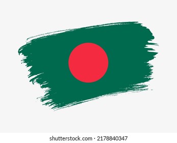 Bangladesh flag made in textured brush stroke. Patriotic country flag on white background
