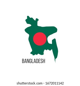 Bangladesh flag map. The flag of the country in the form of borders. Stock vector illustration isolated on white background.