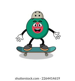 bangladesh flag mascot playing a skateboard , character design