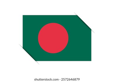 Bangladesh flag - rectangle colorful flag representing a country cultural identity and heritage. The essence of national pride and unity. Attached by the corners in a paper album