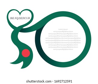 bangladesh flag ribbon and love