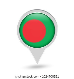 Bangladesh Flag Round Pin Icon. Vector icon.