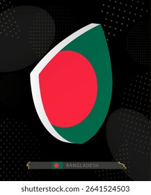 Bangladesh Flag Shield icon in 3D on Dark Modern Abstract Rugby Background. Perfect for sports events, heritage themes, national celebrations, and patriotic designs.
