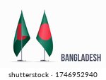 Bangladesh flag state symbol isolated on background national banner. Greeting card National Independence Day of the People's Republic of Bangladesh. Illustration banner with realistic state flag.