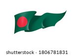 Bangladesh flag state symbol isolated on background national banner. Greeting card National Independence Day of the People's Republic of Bangladesh. Illustration banner with realistic state flag.