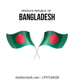 Bangladesh flag state symbol isolated on background national banner. Greeting card National Independence Day of the People's Republic of Bangladesh. Illustration banner with realistic state flag.