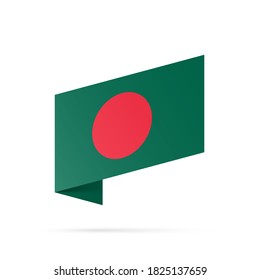 Flaggenstaatsymbol von Bangladesch einzeln auf nationalem Hintergrund. Grußkarte Nationaler Unabhängigkeitstag der Volksrepublik Bangladesch. Illustrationsbanner mit realistischer Staatsflagge.