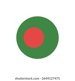 Bangladesh flag symbol with green background and red circle at the center.