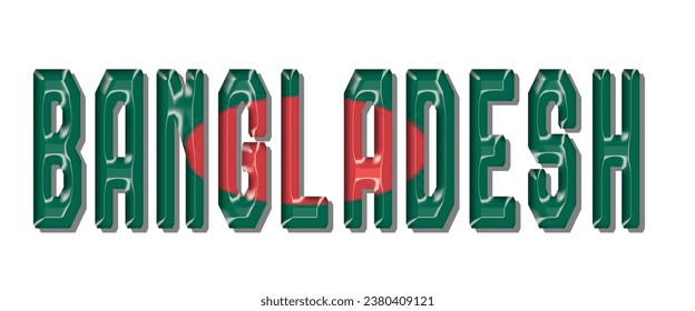 BANGLADESH-Flag-Schriftart, 3D BANGLADESH-bunter Hintergrund, BANGLADESH-Flag, Vektorgrafik