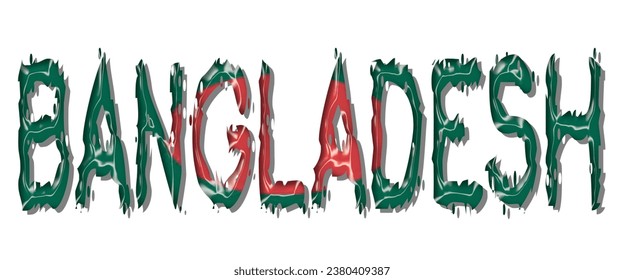 BANGLADESH flag text font, 3D BANGLADESH colorful background, BANGLADESH flag vector illustration